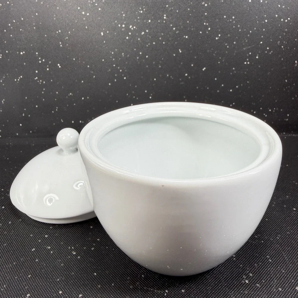 Fitz and Floyd Everyday White Porcelain Sugar Bowl with Lid 4x5 Inch Classic